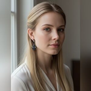 New Elegant Blue and Silver Drop Earrings